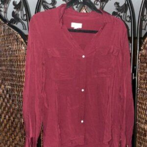 Gap red wine button down blouse